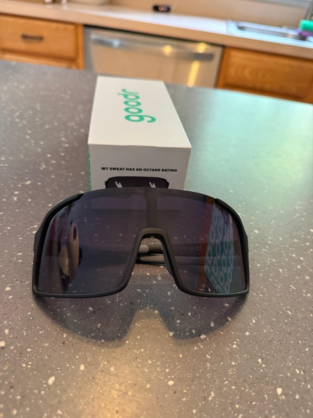Goodr Black My Sweat Has An Octane Rating Wrap Sunglasses